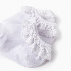 PACK 3 PAIRS OF LACE SOCKS FOR BABY GIRL, WHITE