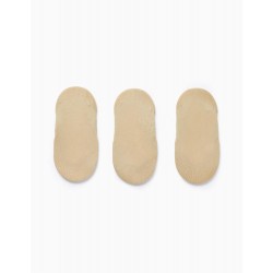 3 PAIRS OF INVISIBLE SOCKS FOR GIRLS, BEIGE