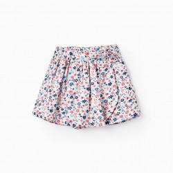 SKIRT-SHORTS WITH FLORAL MOTIF FOR GIRLS, MULTICOLOR
