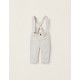 COTTON CHINO PANTS WITH REMOVABLE STRAPS FOR NEWBORNS, BEIGE