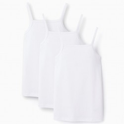 PACK OF 3 COTTON UNDERWEAR TOPS FOR GIRLS, WHITE