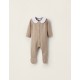MESH BABYGROW WITH CASHMERE WITH FEET FOR NEWBORN, BROWN