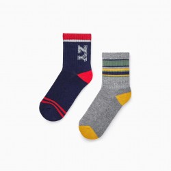 PACK 2 PAIRS OF SPORTS SOCKS FOR BOYS, MULTICOLOR