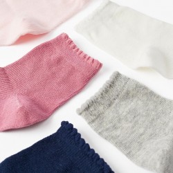 PACK 5 PAIRS OF SHORT SOCKS WITH DECORATIVE EDGES FOR BABY GIRL, MULTICOLOR