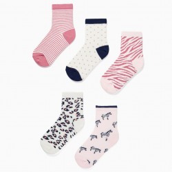 PACK OF 5 PAIRS OF SOCKS FOR GIRLS 'TIGRESS', MULTICOLOR