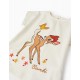 COTTON T-SHIRT WITH EMBROIDERY FOR BABY GIRL 'BAMBI', WHITE