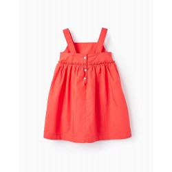 COTTON STRAP DRESS FOR BABY GIRL, RED
