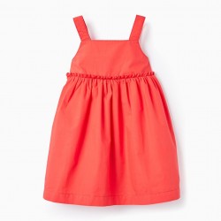 COTTON STRAP DRESS FOR BABY GIRL, RED