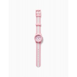 STRIPED WATCH FOR GIRLS, PINK/WHITE