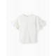 SHORT SLEEVE T-SHIRT WITH EMBROIDERY POCKET FOR GIRL, WHITE