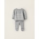KNITTED SWEATER + FOOT TROUSERS FOR NEWBORN, WHITE/GREY