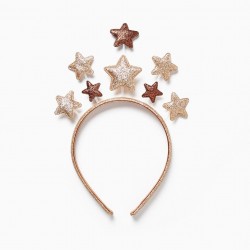 HEADBAND WITH STARS AND GLITTER FOR GIRLS, GOLD