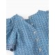 GIRL'S COTTON PATTERNED T-SHIRT, BLUE/WHITE