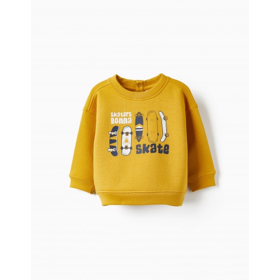 BABY BOY'S FLEECE SWEATER 'SKATERS GOING TO SKATE', YELLOW