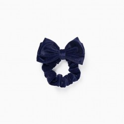 ELASTIC SCRUNCHIE WITH BOW FOR BABY AND GIRL, DARK BLUE