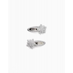 PACK 2 BABY & GIRL INDENTS 'STARS', SILVER