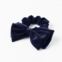 ELASTIC SCRUNCHIE WITH BOW FOR BABY AND GIRL, DARK BLUE