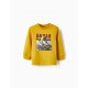 LONG SLEEVE T-SHIRT WITH 3D DETAIL FOR BABY BOY 'SKATE', YELLOW