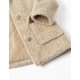 FUR JACKET WITH POCKETS FOR BABY GIRL, LIGHT BEIGE