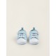 FABRIC & LEATHER SNEAKERS FOR NEWBORNS, LIGHT BLUE