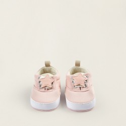 FABRIC SNEAKERS WITH STAR FOR NEWBORN, LIGHT PINK