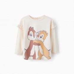 BABY GIRL LONG SLEEVE COTTON T-SHIRT 'CHIP & DALE', PINK