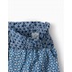 GIRL'S WIDE LEG PATTERNED HIGH WAIST TROUSERS, BLUE/WHITE