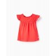 COTTON T-SHIRT WITH EMBROIDERY FOR BABY GIRL, RED