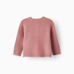 KNITTED COAT FOR BABY GIRL, PINK