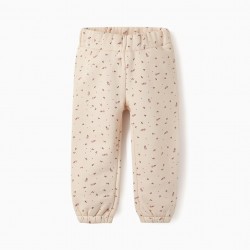 BABY GIRL'S FLORAL PRINTED TRAINING PANTS, LIGHT PINK