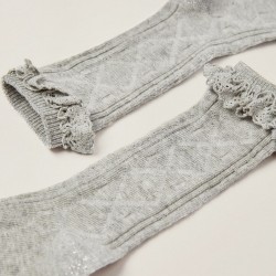 LACE SOCKS FOR BABY GIRL, GRAY
