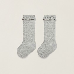 LACE SOCKS FOR BABY GIRL, GRAY