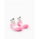 STEPPIES SOCK SLIPPERS FOR BABY GIRL 'PRINCESS', WHITE/PINK