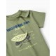 SHORT SLEEVE T-SHIRT WITH EMBOSSED LEAF FOR BABY BOY, GREEN