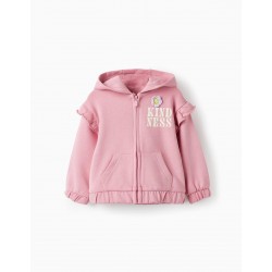 BABY GIRL'S 'KINDESS' HOODED AND RUFFLED JACKET, PINK