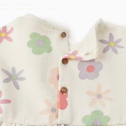 COTTON BABY GIRL DRESS 'FLORAL', WHITE
