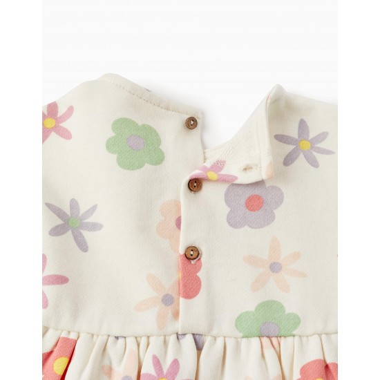COTTON BABY GIRL DRESS 'FLORAL', WHITE