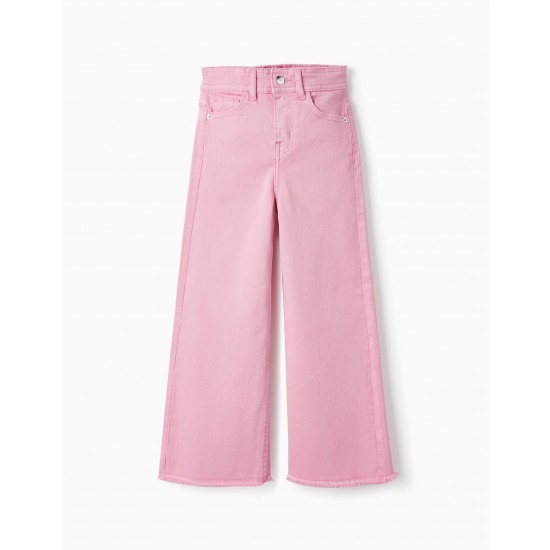 COTTON PANTS FOR GIRLS 'WIDE LEG', PINK