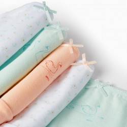 PACK OF 5 PANTIES FOR GIRLS 'SWANS', WHITE/MINT/PEACH