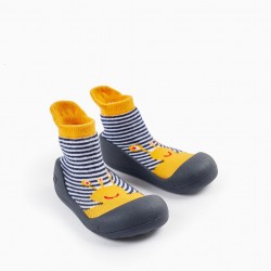 STEPPIES SOCK SLIPPERS FOR BABY BOY 'MONSTER', BLUE/YELLOW