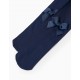 MICROFIBER TIGHTS WITH BOW FOR GIRLS, DARK BLUE
