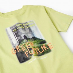 SHORT SLEEVE T-SHIRT FOR BOYS 'GREEN FUTURE', GREEN