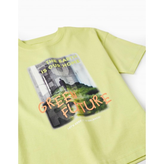 SHORT SLEEVE T-SHIRT FOR BOYS 'GREEN FUTURE', GREEN