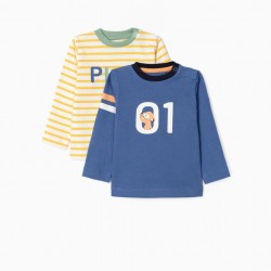 2 LONG SLEEVE T-SHIRTS FOR NEWBORN 'PLAY', MULTICOLOR