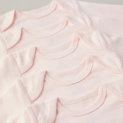 5 LONG SLEEVE BODYSUITS FOR BABY GIRL, PINK