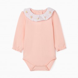 EMBROIDERY BODYSUIT FOR NEWBORN, PINK