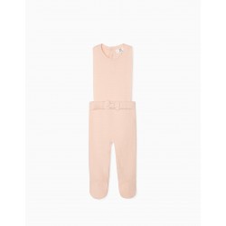 KNIT FOOTED JUMPSUIT FOR NEWBORN, PINK