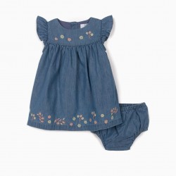 COMFORT DENIM' BABY BLUE DRESS WITH DIAPER COVER, BLUE