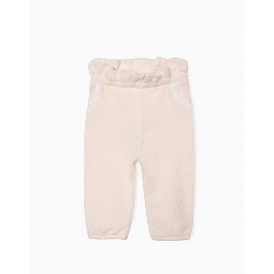 TEXTURED PANTS FOR NEWBORN, PINK
