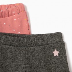 2 PANTS FOR NEWBORN 'STARS', MIXED GRAY / PINK